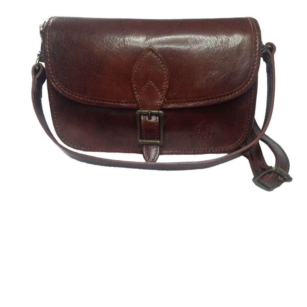 Melody Italian Leather Crossbody Shoulder Bag Handmade Brown